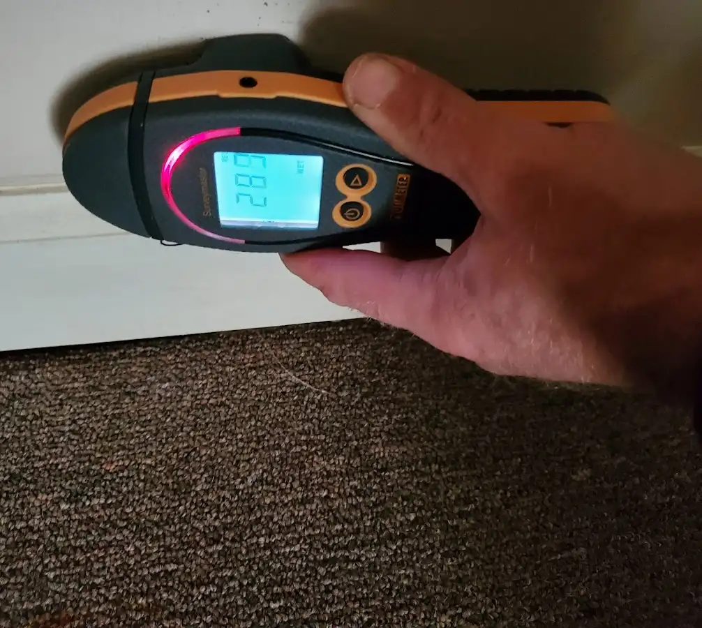 Moisture detection at baseboard during Mold Inspection & Testing in Crosspointe